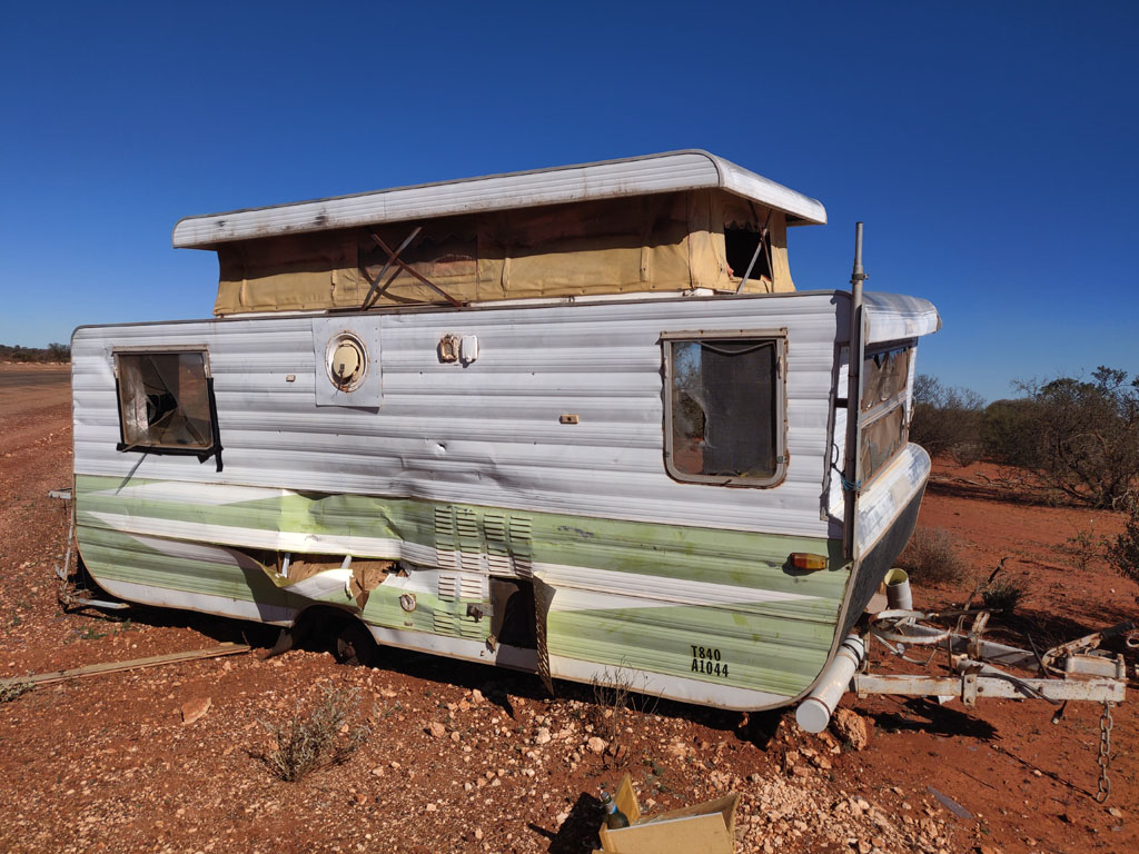 Wrecked caravan