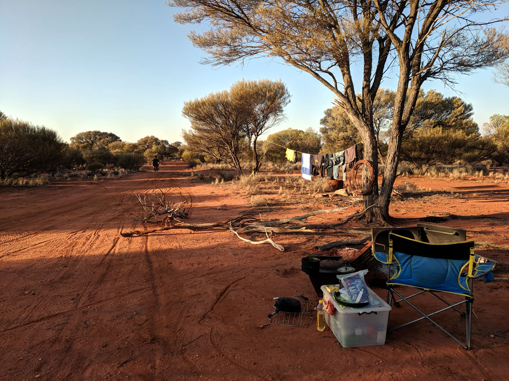 Camp at Thelma's Tank. Collecting firewood and our washing